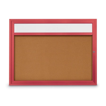 Slim Enclosed Corkboard, 30x36, White Alum Frame/Keylime